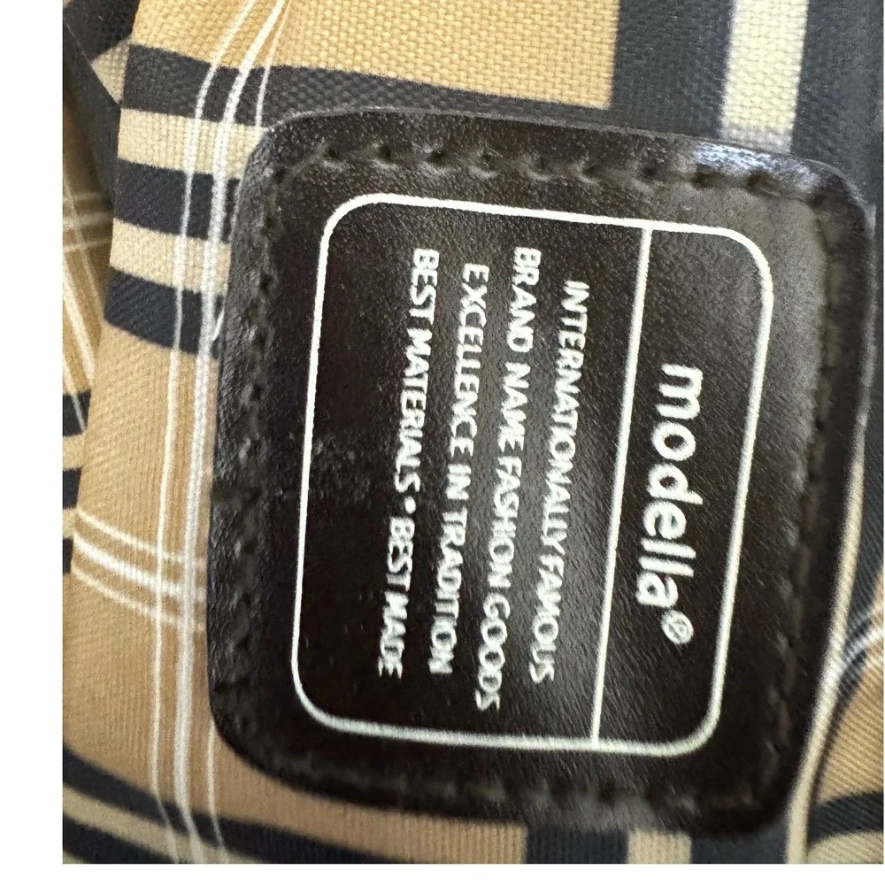 Modella Black Plaid & Tropical Palm Leaf Travel Toiletry Cosmetic Bag 2pc‎